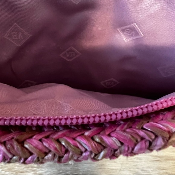 VERA BRADLEY Pink Cherry XL Front Pocket Straw Tote Hidden Bottom Embroidery - Picture 5 of 13